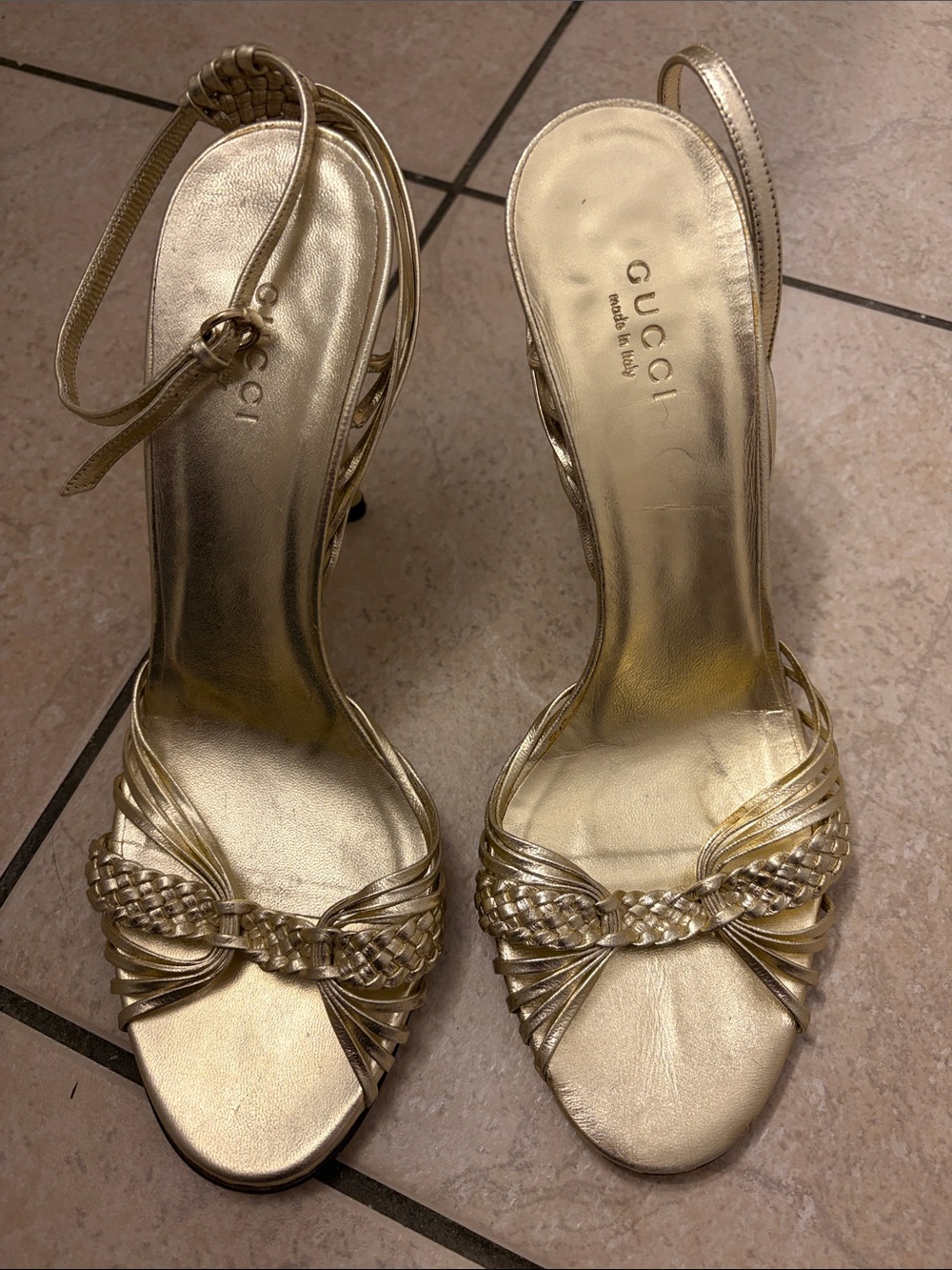 Gucci Sandals Pelle Cuoio Nappa Silk Platino